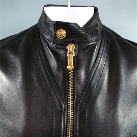 versace motorcycle|Leather Biker Jacket Black .